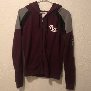 VS PINK - Maroon Zip-Up Hoodie